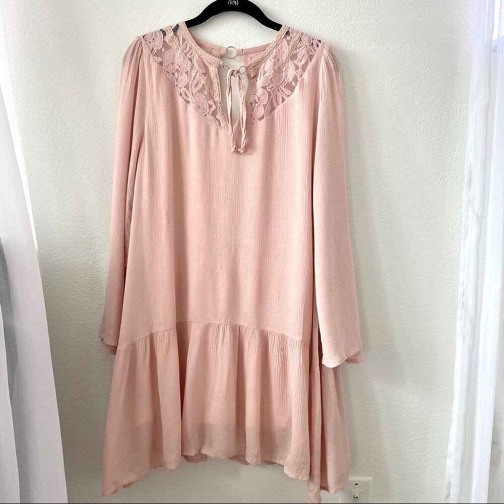 Entro Pink Lace Trim Boho Dress Size Small